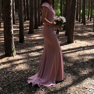 Terani evening dress, with slit and beaded straps and train